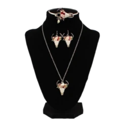 Blazin Roxx® 3 Piece Floral Steer Head Silver Jewelry Set 30947