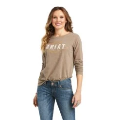 Ariat® Ladies REAL Logo Flourish Brown Long Sleeve T-Shirt 10036964