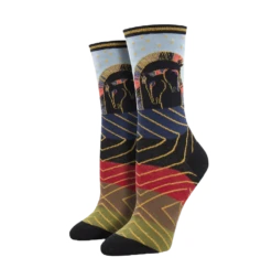 SockSmith Ladies Embracing Horses Steel Blue Crew Socks WNC2050-STB