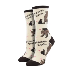 SockSmith Ladies Mama Bear Ivory Heather Crew Socks WNC2380-HIV