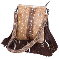 American Darling Ladies Floral Cowhide Fringed Bag ADBGS192CB