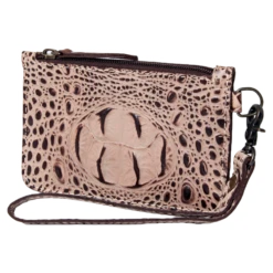 American Darling Ladies Brown Croc Wristlet ADBG961A