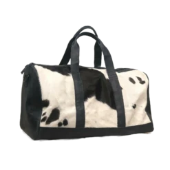 American Darling Black Leather And Cowhide Duffel Bag ADBGS174BKW