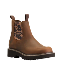 Ariat® Ladies Fatbaby® Twin Gore Tan & Leopard Ankle Boots 10042418