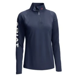 Ariat® Ladies Auburn Baselayer Team Navy 1/4 Zip Top 10034798 -Western Cowboy S21 WMS ENGL 10034798 ghost front